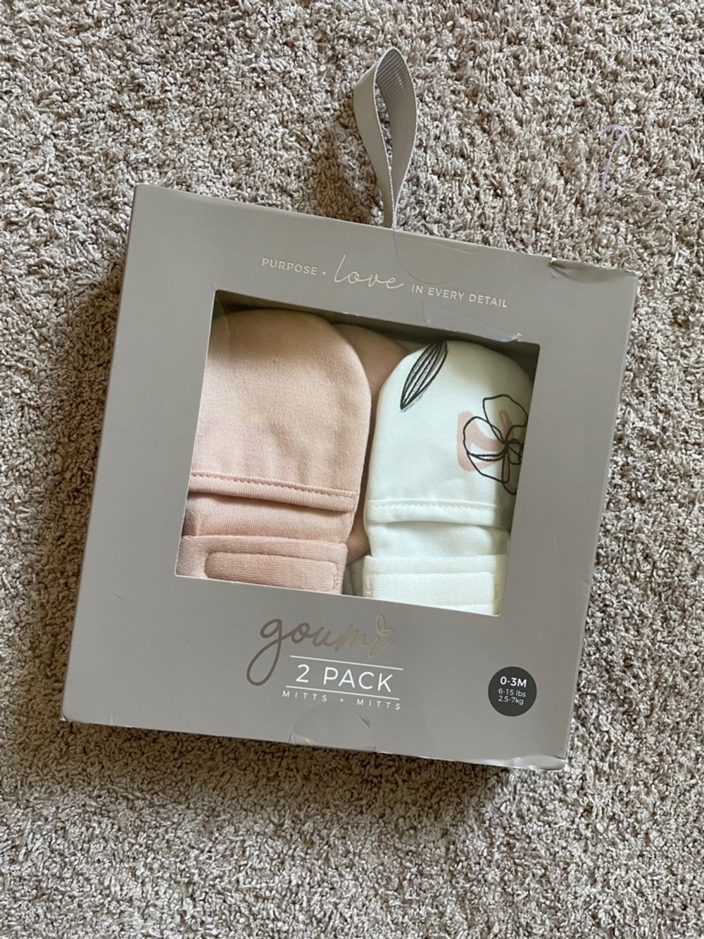 Goumi 2-Pack Baby no scratch Mittens - Blush Pink & Cream Floral